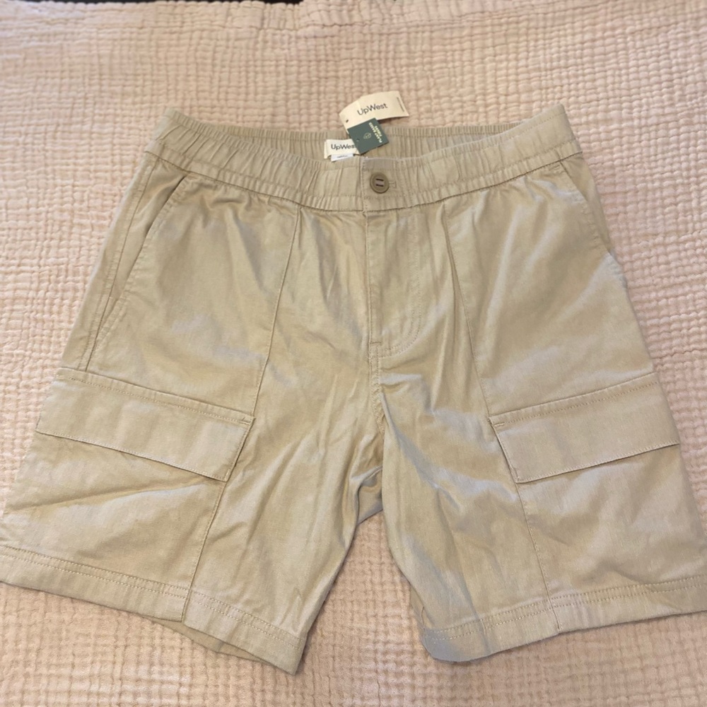 UpWest Tan Athletic Shorts with Lightweight Fabric and Cargo Style